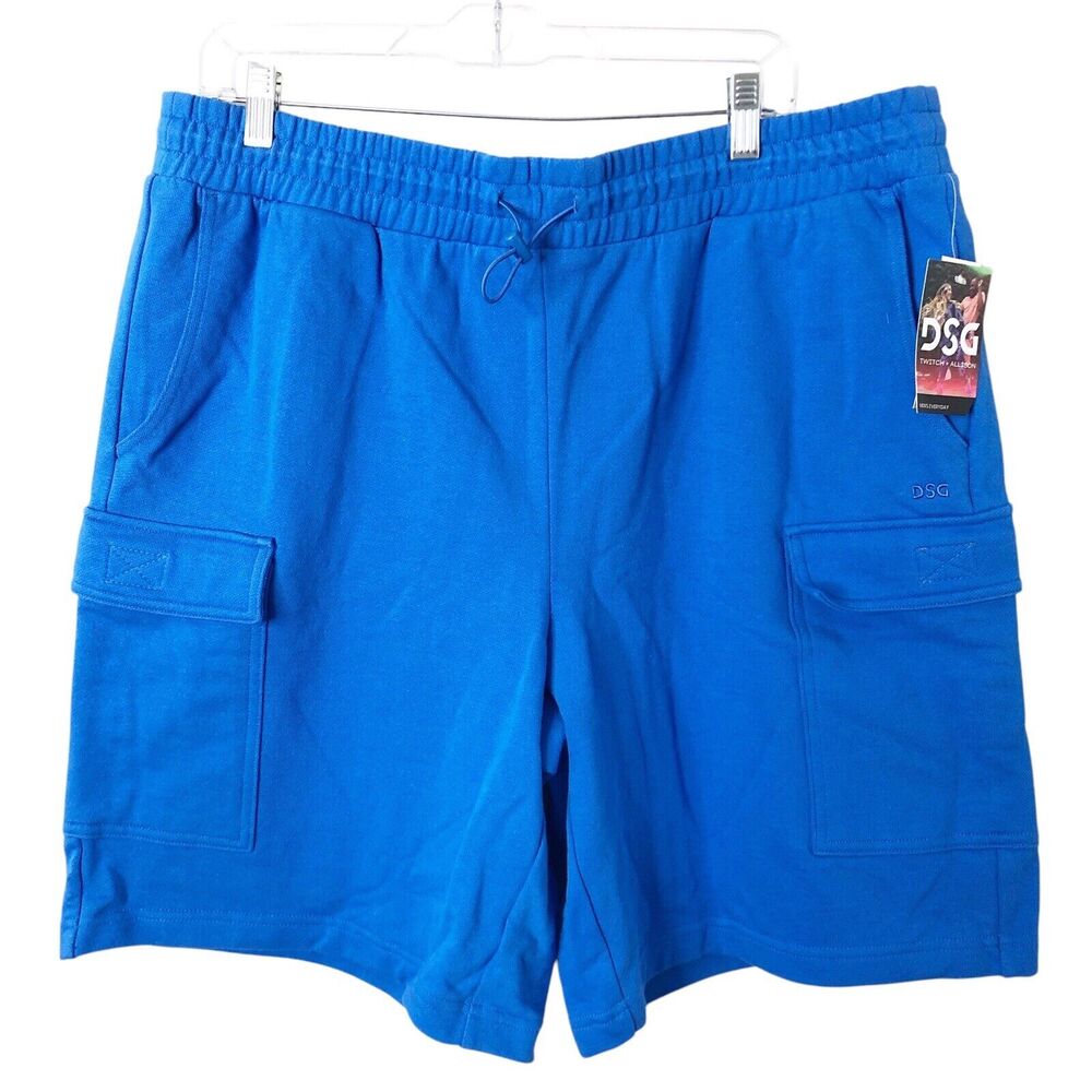 DSG Twitch & Allison NWT Men's Relaxed Fit Cargo Terry Shorts in Cobalt Size XL